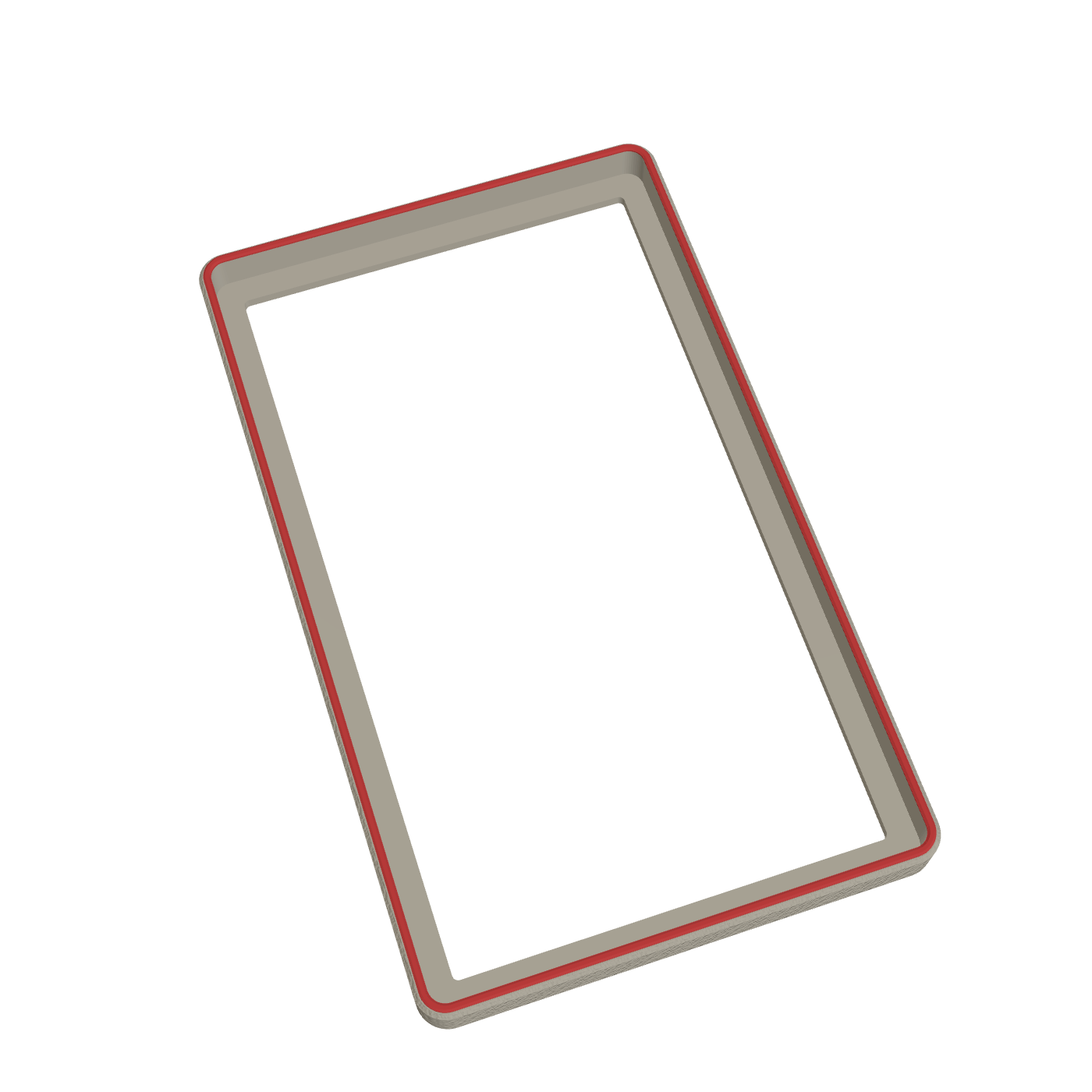 A 3D printed graded slab bumper in Bone White with a Scarlet Red colour ring, rendered from the real print geometry